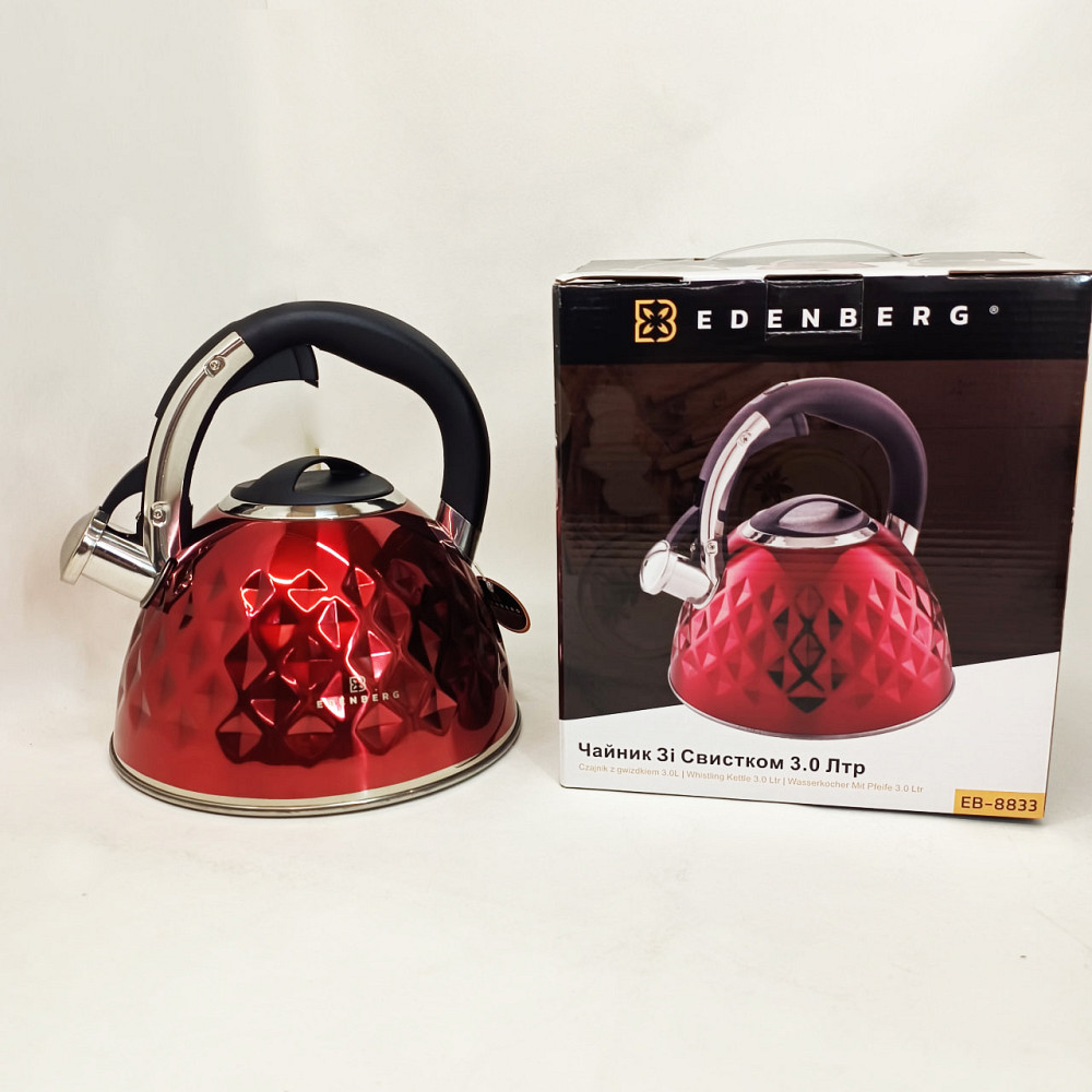 Чайник для газовой плиты 3 л литра Edenberg, Чайник для приготовления чая со свистком YF-71 Львов - изображение 4