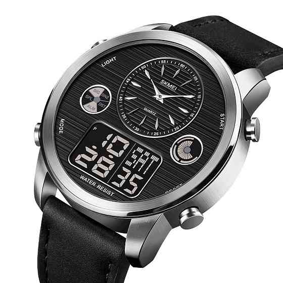 Мужские спортивные часы Skmei 1653 (Черные с серебристым) Киев