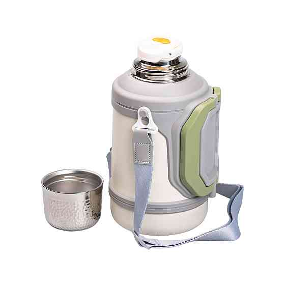 Yiwu Термос Vacuum Cup 1.5 літра з ремінцем і складною ручкою білий HP-14-21W Киев