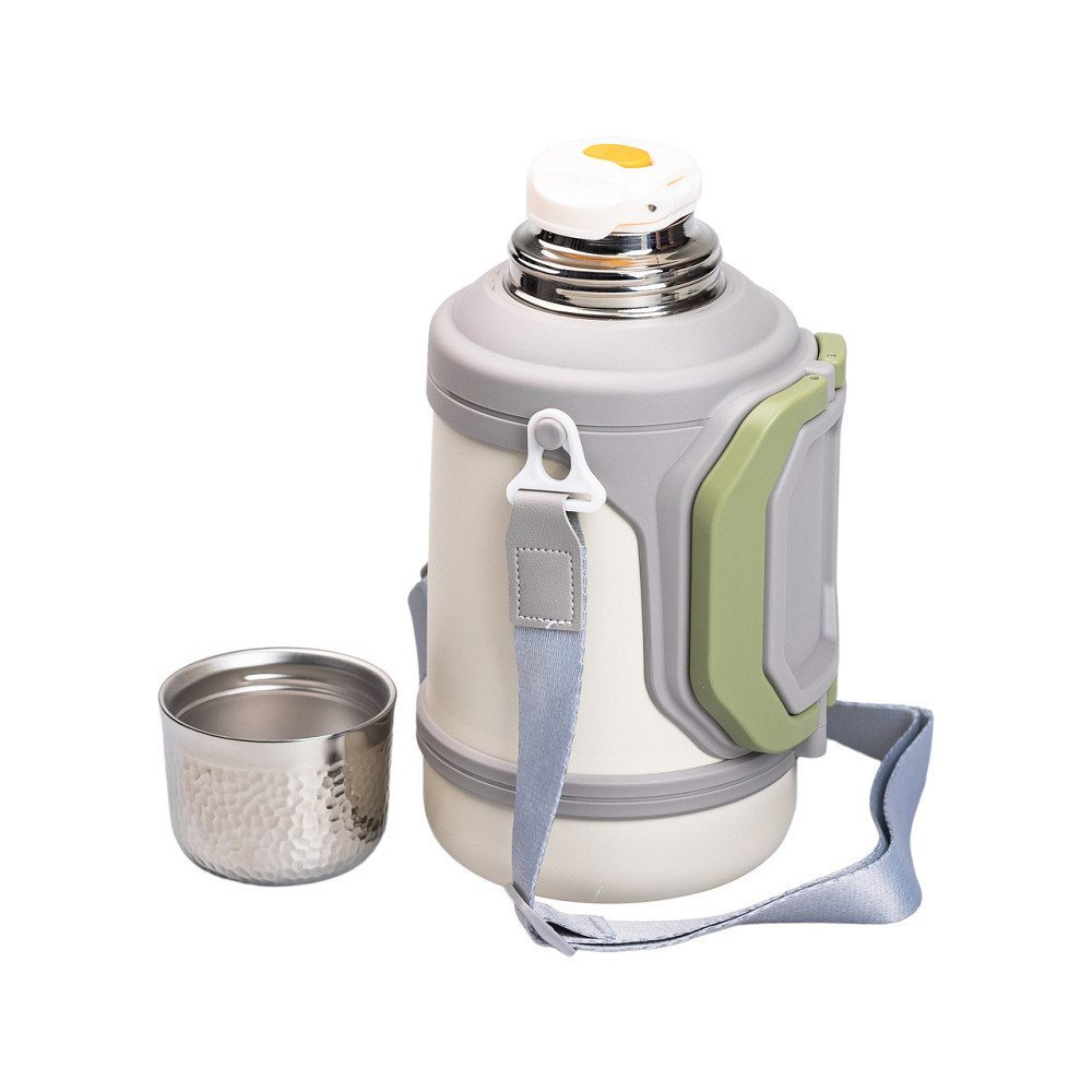 Yiwu Термос Vacuum Cup 1.5 літра з ремінцем і складною ручкою білий HP-14-21W Киев - изображение 4