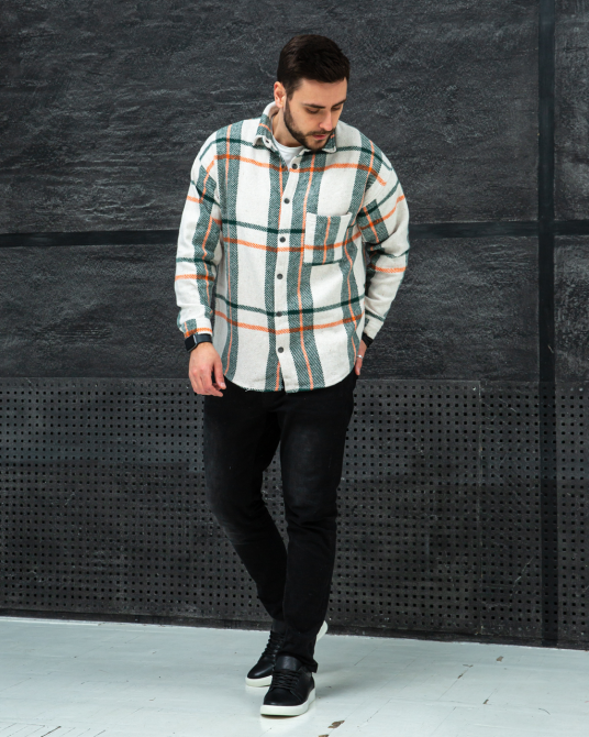 Сорочка чоловіча байка Біло-зеленийй L Харків - фото 2