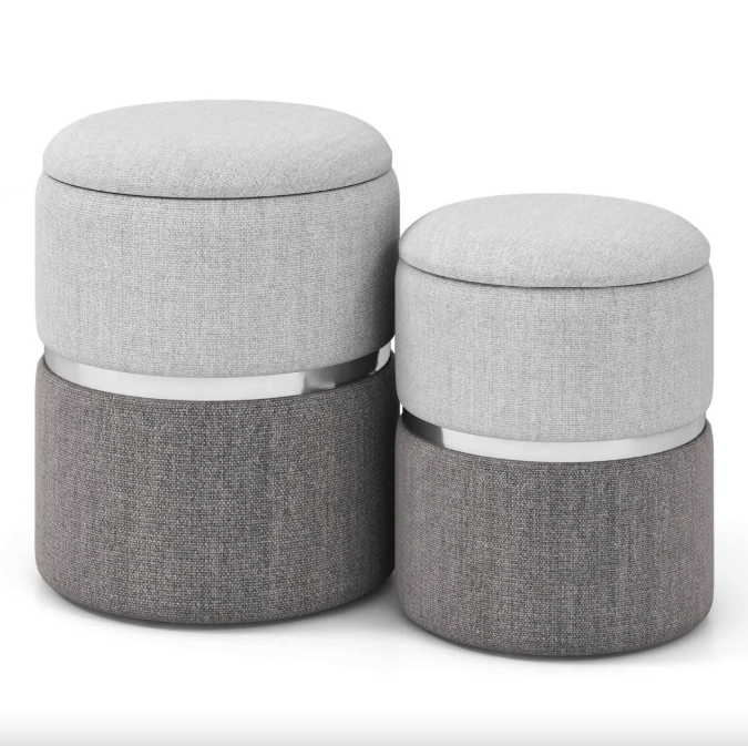 Пуф Costway Rosana велюровий комплект 2 штуки сірий Киев - изображение 6