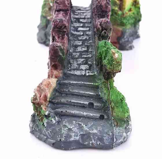 Декор для аквариума Мост Виадук с домиком аквариумный пейзаж - размер 9,5 на 4,5 см смола Киев