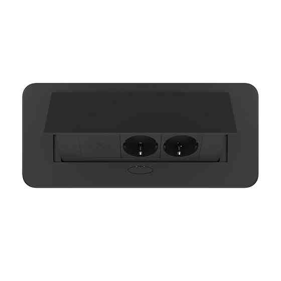 Меблева розетка потрійна LIVOLO чорна, вбудована у стільницю, з USB Type-C 45 Вт, висувна, з заземленням, плавне відкриття, алюміній (VL-SHS013-TC-UC4 Коломыя