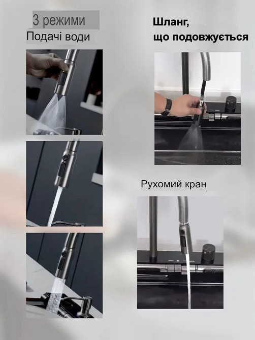 Кухонна раковина водоспад Willda, кухонна мийка водоспад темно-сіра 75х46х22 (978397066) Київ - фото 7