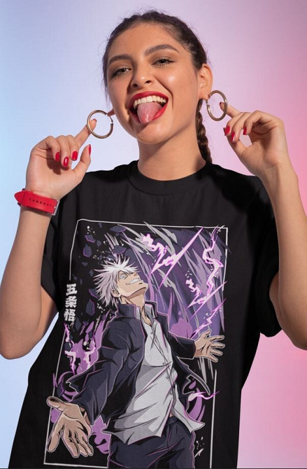 Футболка для хлопчика з аніме принтом Магічна битва оверсайз (зріст від 165 до 180) Чорний AnimeJ0912m Дніпро - фото 2