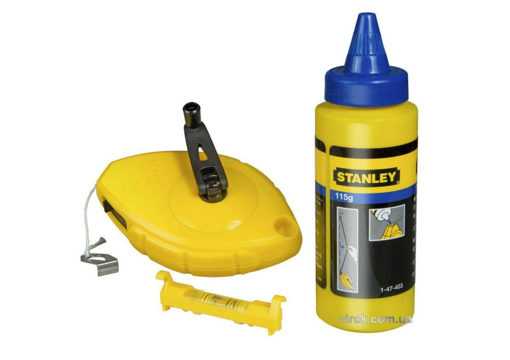 Шнур для розмітки STANLEY " PowerWinder ", в комплекті, 30м, крейдяний порошок 45г, Підвісний рівень Одеса - фото 1