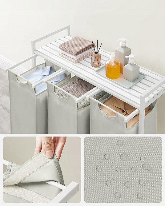 Кошик для білизни Leobert Chariot з трьома відділеннями 3 x 38л білий Киев - изображение 6