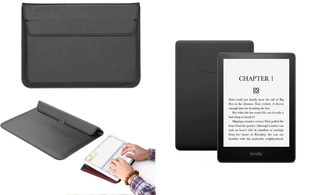 Чохол-конверт VitoCase для Amazon Kindle Paperwhite Signature Edition 11th Gen, з функцією підставки для книги Чорний Київ - фото 1