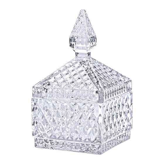 Стеклянная конфетница с крышкой квадратная 15 см Киев