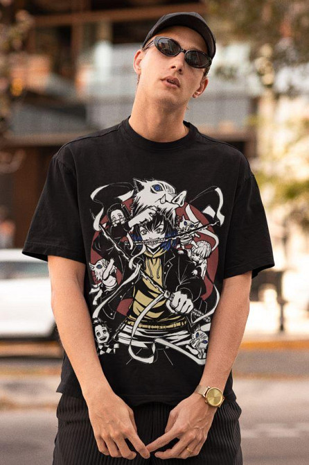 Футболка для мальчика аниме Истребитель демонов оверсайз (рост от 165 до 180 ) Черний AnimeJ1098m Днепр - изображение 3