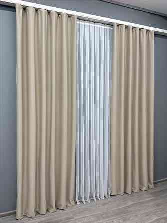 Комплект готових штор VR-Textil Шеніл однотонний № 1691ш Бежевий 100х270 см 2 шт (31-913) Київ