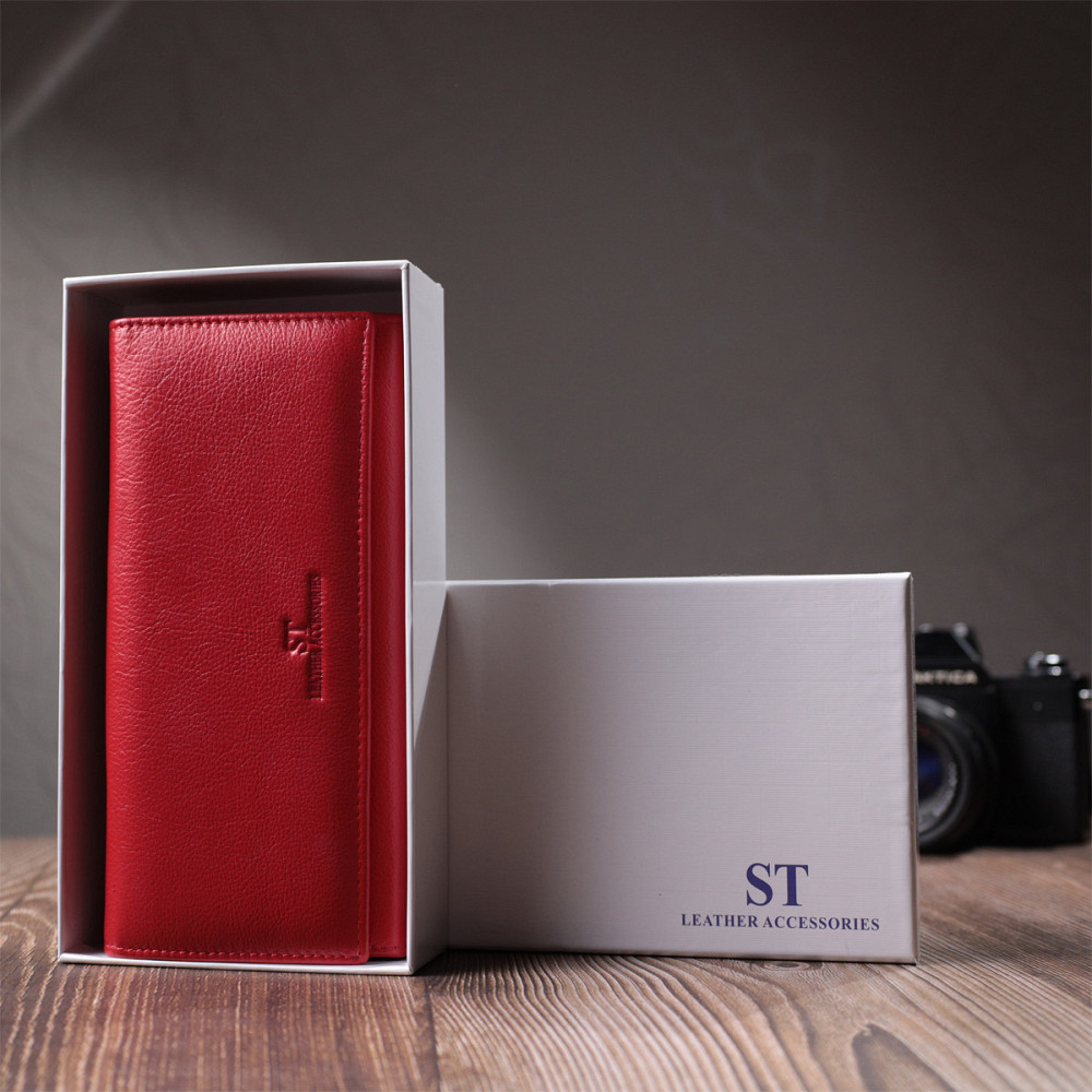 Класичний жіночий гаманець із натуральної шкіри ST Leather 22675 Червоний Київ - фото 1