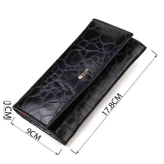 Необычный женский кошелек из натуральной фактурной кожи CANPELLINI 21834 Черный Киев