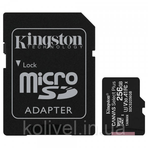 Memory card Secure Digital Micro256GB Kingston Canvas Select Plus SDXC UHS-1 U1 V10 A1 Class 10, Ret Киев - изображение 1