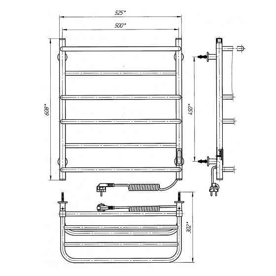 Електрична рушникосушка Laris Зебра Комфорт ЧФ6 500Х600 Е з полицею, біла R3 Київ
