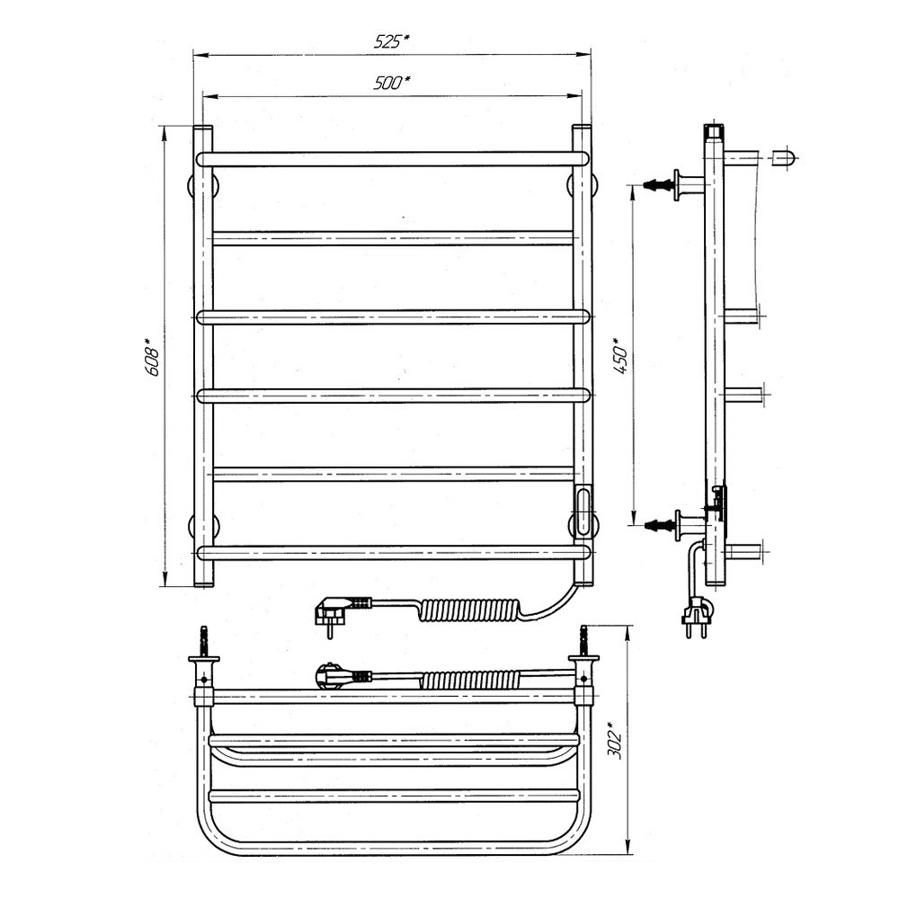 Електрична рушникосушка Laris Зебра Комфорт ЧФ6 500Х600 Е з полицею, біла R3 Київ - фото 6