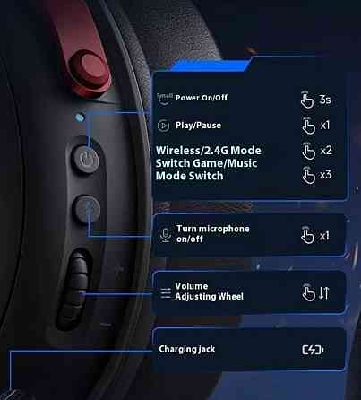 MCHOSE V9 Pro‼️В НАЯВНОСТІ‼️Steel Black беспроводные игровые наушники. Харьков