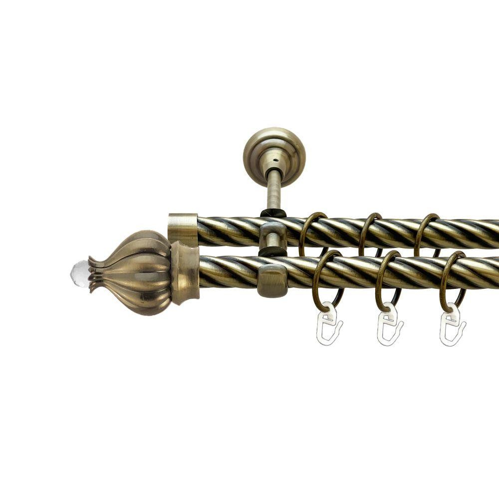 Карниз Orvit Таджа-Кристал металевий дворядний відкритий скручена труба кільце металеве Антик 19\19 мм 200 см Львов - изображение 1