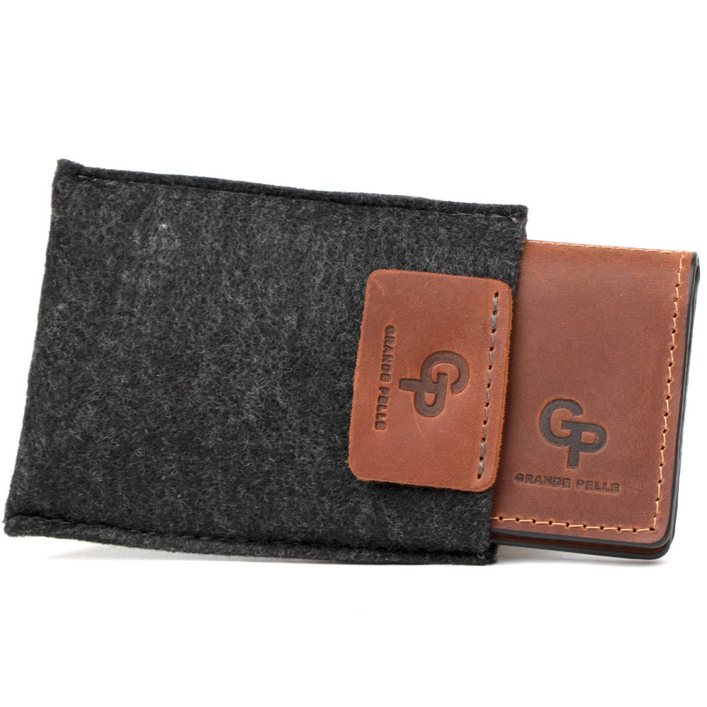 Шкіряна компактна візитниця Коричневий (GRANDE PELLE) Київ - фото 1