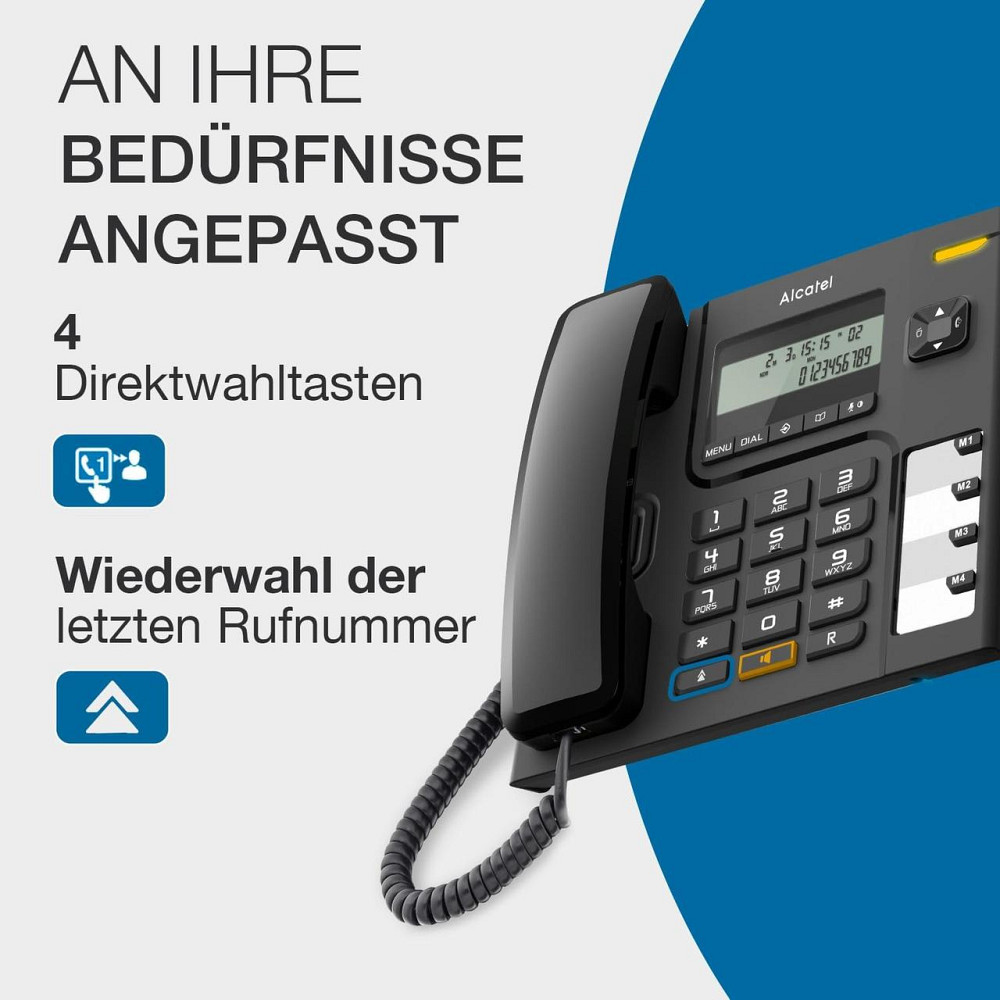 Стационарный проводной телефон Alcatel Temporis T56 цифровой дисплей громкая связь кнопочный черный для дома и Киев - изображение 5