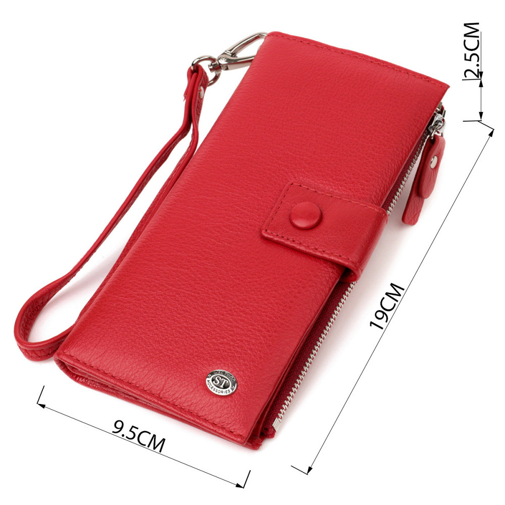 Жіночий вертикальний гаманець з натуральної шкіри ST Leather 22536 Червоний Київ - фото 9