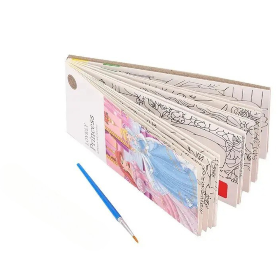 Альбом "Princess" для розфарбовування акварельними фарбами розмальовка з пензликом і фарбами для творчості Кам'янець-Подільський