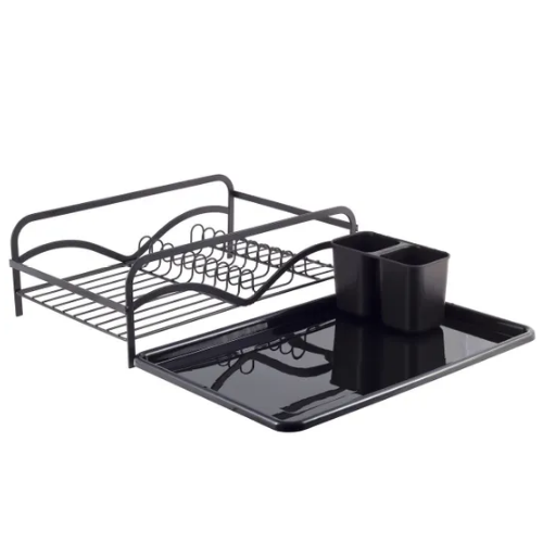 Сушарка для посуду 41,5*13,5*28см з піддоном алюміній чорний 0755 KAMILLE Житомир - изображение 7