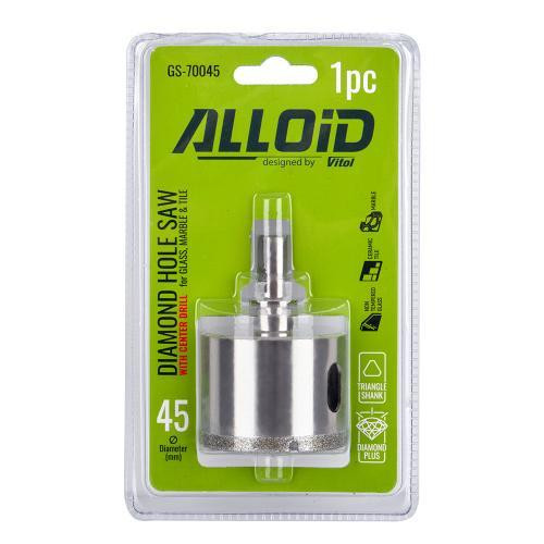 Свердло корончате алмазне по склу та кераміці 45мм з центрувальним свердлом Alloid Одеса - фото 6