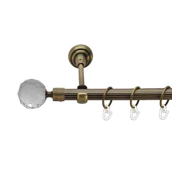 Карниз Orvit Люміера металевий однорядний відкритий рифлена труба кільце металеве Антик 19 мм 200 см (00-00017266) Львів