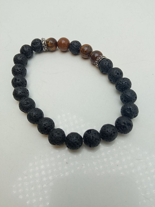 Браслет з натуральних каменів лави та тигринного ока Луцьк - фото 3