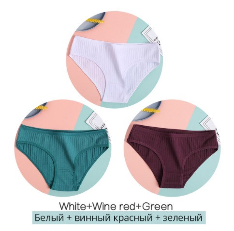 Жіночі трусики з бавовни 3 штуки 44 зелений білий хакі Київ - фото 1