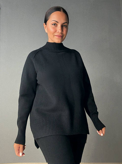 Костюм жіночий Accorddream 6841-8636 светр з брюками палаццо оверсайз в’язаний, чорний, one size Київ - фото 2