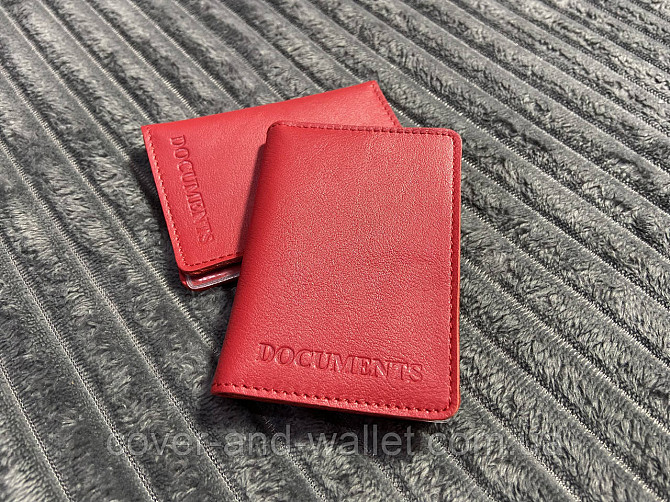 Червона шкіряна жіноча обкладинка для авто документів та id карти ST Leather Київ - фото 2