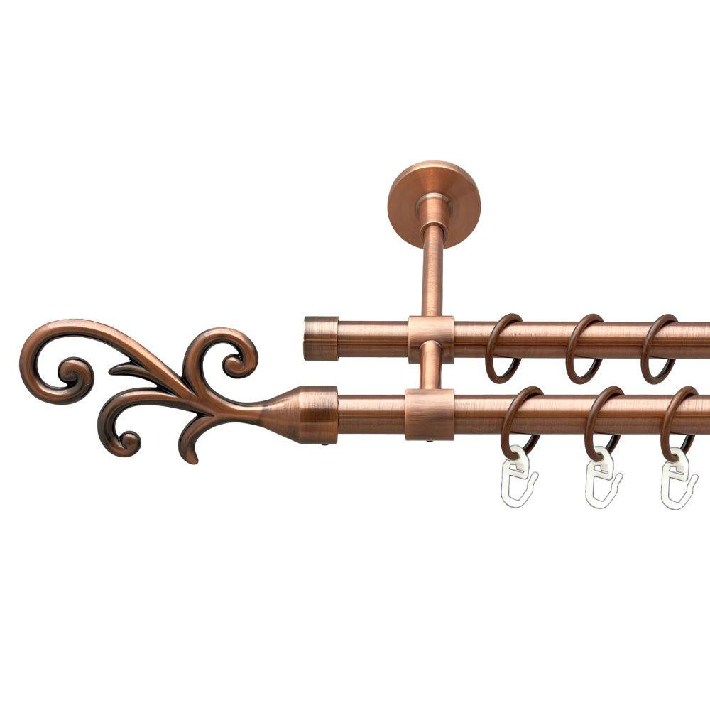 Карниз Orvit Фала металевий дворядний закритий гладка труба кільце металеве Мідь 16\16 мм 280 см (00-00019997) Львів - фото 1