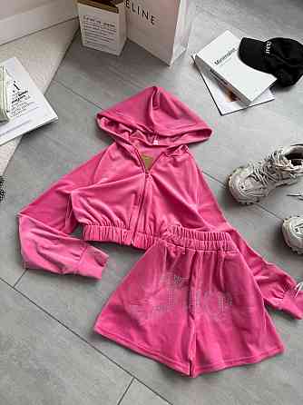 Женский стильный повседневный велюровый костюм Розовый, 44/46 Одесса