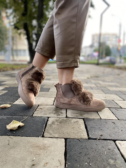 Ботинки LX17-219 хакі эко-замша зима высота 11см подошва 2см (1143) Коломия - фото 7