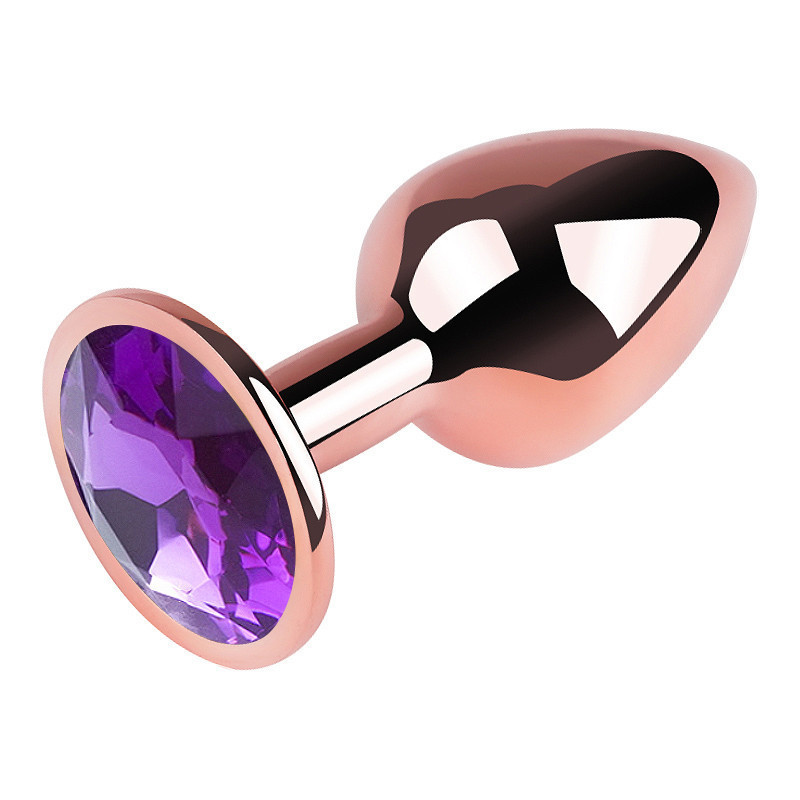 Анальная пробка с кристаллом EGZO - Rose Gold Round Plug Purple size M Sex Aura Киев - изображение 3