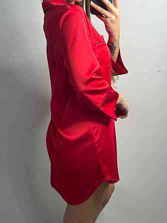 Женская ночная рубашка удлиненная шелковая XL Красный Харьков