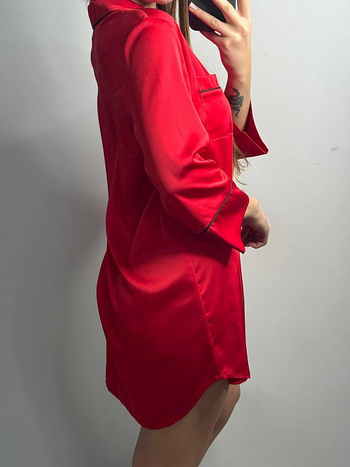 Женская ночная рубашка удлиненная шелковая XL Красный Харьков - изображение 2