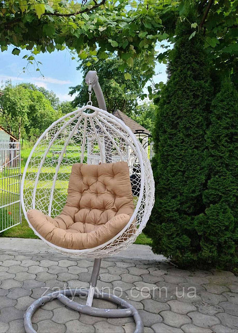 Крісло кокон із металу підвісний з накидкою Київ - фото 2