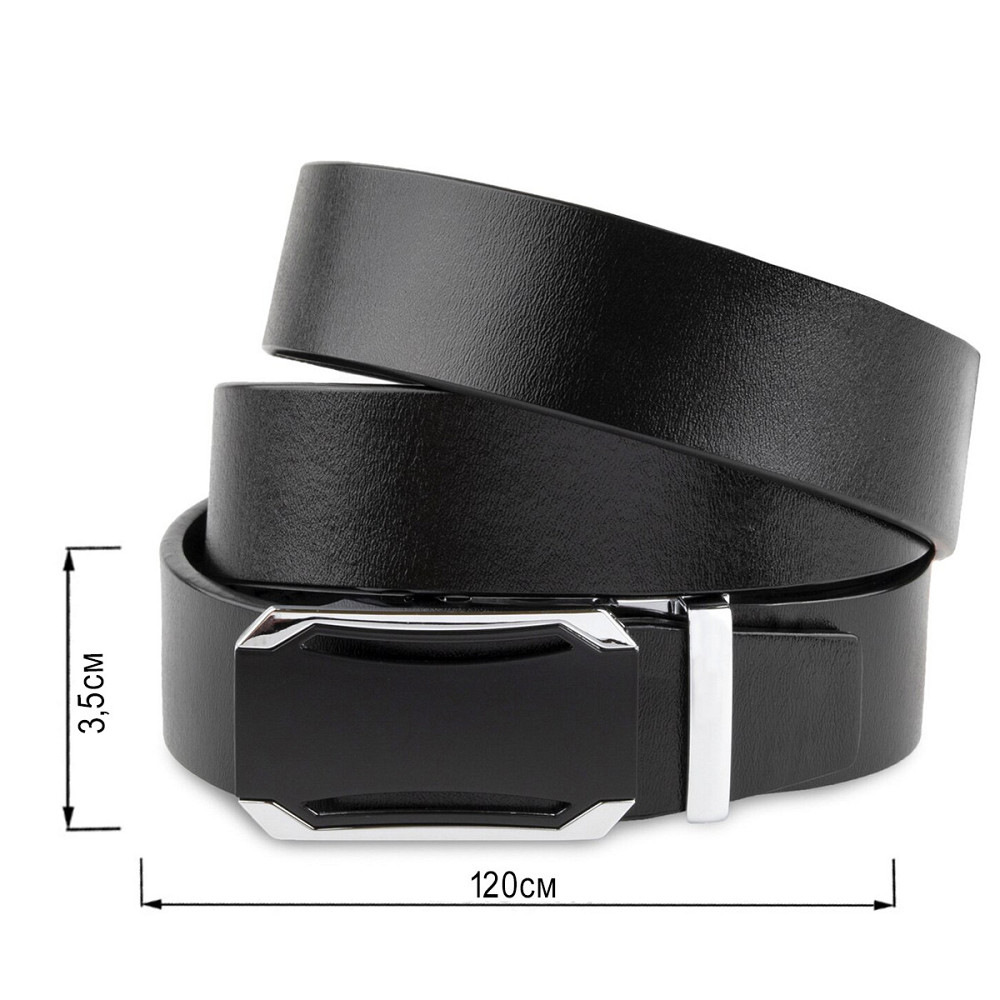 Ремень мужской с черной вставкой на пряжке Vintage 20255 Черный Киев - изображение 6