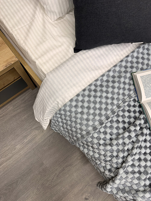 Плед-покривало Шахи 200х210 см (+-5см) Сірий з білим (87-040) Київ - фото 7