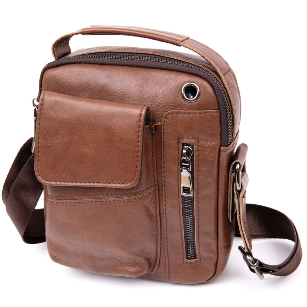 Мессенджер з отвором для навушників чоловічий Коричневий (Vintage) Київ - фото 4