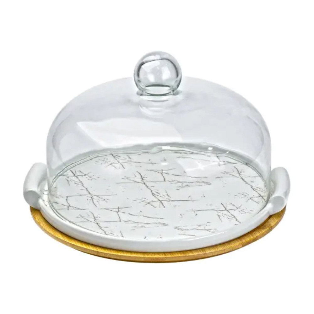 Yiwu Тортівниця порцелянова зі скляною кришкою 29 см Киев - изображение 3