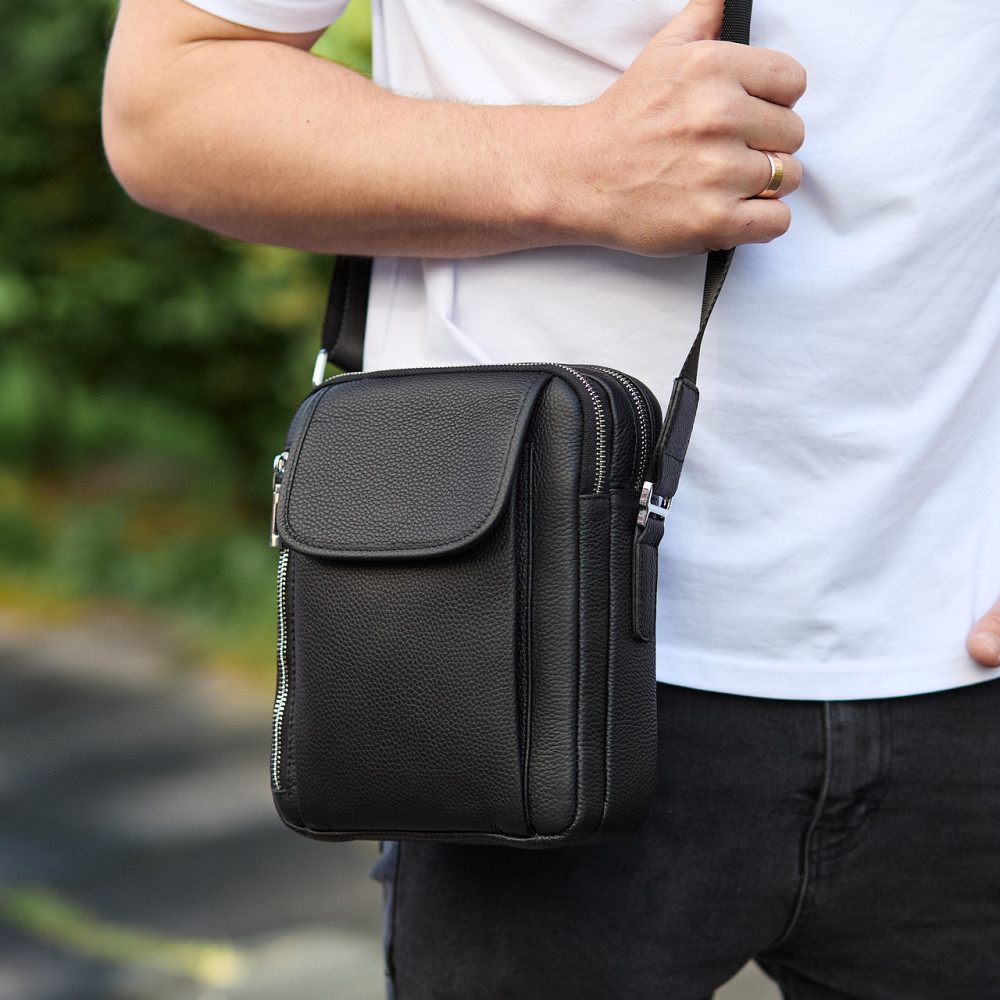 Мужская кожаная сумка-барсетка 19х24х7.5, сумочка планшет через плечо Bexhill BX-36256 черная Киев - изображение 8