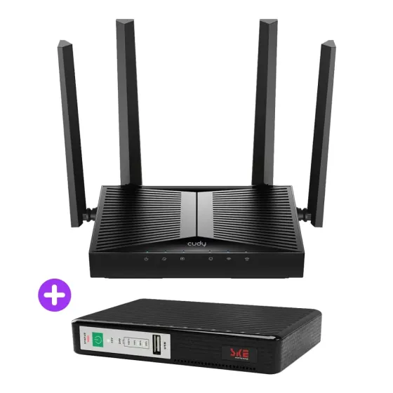 Комплект безперебійного зв’язку: WiFi 7 Mesh-маршрутизатор Cudy WR3600H + Mini UPS SKE POE-432N 8800mAh 5V/9V/12V/15V/24V/PoE, Киев