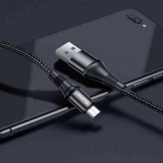 Кабель HOCO X50 USB - Micro 2.4A, 1m, нейлон, алюмінієві конектори, колір чорний 6931474734211 Одеса
