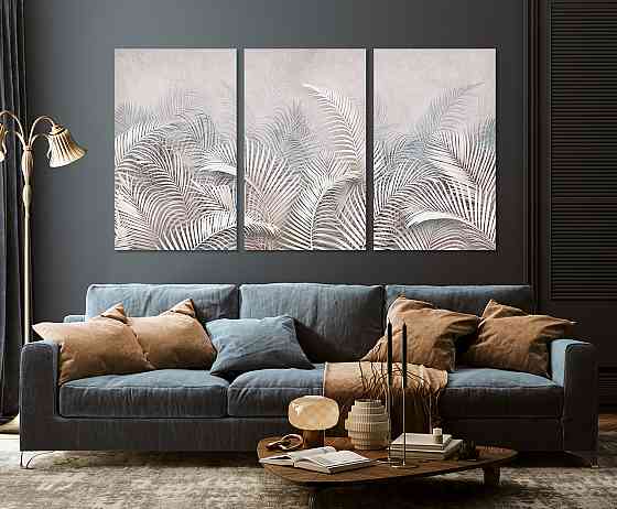 Модульна картина у вітальню/ спальню    Листя папороті    ART-065_3A 70х130 см Київ
