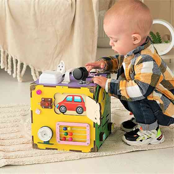 Маленький Бізікуб 23*23*23 Різнобарвний дитячий розвивальний куб Бізіборд Київ